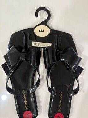 BCBGeneration Black Bow Jelly Sandals